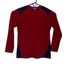 COLUMBIA Men Pullover Long Sleeve Fleece Top Red Black L B53-2